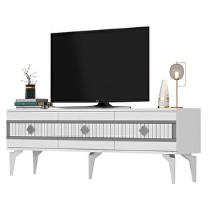 Novva Tv Sehpasi (alt Modül) Ve Konsol 2'li̇ Salon Takimi BEYAZ-GÜMÜŞ