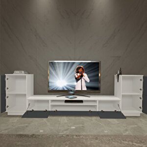Trio On2 Mdf Tv Ünitesi Tv Sehpası - Beyaz  - Antrasit