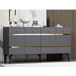 Pelli̇n Tv Üni̇tesi̇ Ve Konsol 2'li̇ Salon Takimi ANTRASİT-ALTIN Antrasit Gold