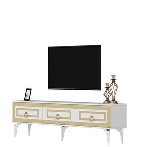 Karrya 180 Cm Tv Sehpası beyaz-altın