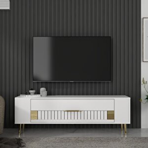 Retrolp4dd Tv Sehpasi beyaz-altın Beyaz-Altın