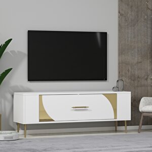 Retrop2dd Tv Sehpasi BEYAZ-ALTIN Beyaz-Altın