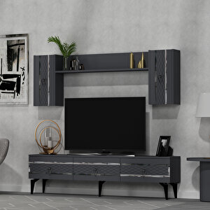 İppek 180 Cm Tv Ünitesi Takımı ANTRASİT- GÜMÜŞ Antrasit Gümüş