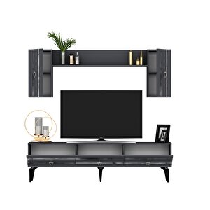 İppek 180 Cm Tv Ünitesi Takımı ANTRASİT- GÜMÜŞ