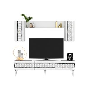 İppek 180 Cm Tv Ünitesi Takımı beyaz-gümüş
