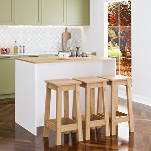 Vino G5112 3 Adet Sepet Tabure Mutfak Ada Sepet Beyaz Şaraplıklı Depolamalı Oturmalı Çok Amaçlı Masa