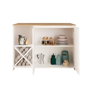 Vino G5112 3 Adet Sepet Tabure Mutfak Ada Sepet Beyaz Şaraplıklı Depolamalı Oturmalı Çok Amaçlı Masa