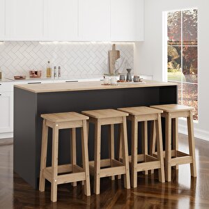 Kahlo G4622 4adet Sepet Tabure Mutfak Ada 160cm Sepet Antrasit Bar Masa Kahve Köşesi Saklama Dolabı