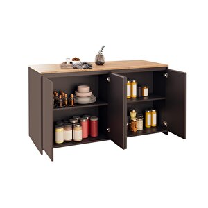 Kahlo G4622 4adet Sepet Tabure Mutfak Ada 160cm Sepet Antrasit Bar Masa Kahve Köşesi Saklama Dolabı