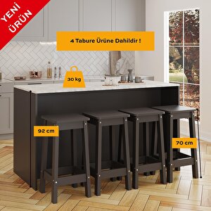 Kahlo G4633 4adet Antrasit Tabure Mutfak Ada 160cm Carrara Mermer Desen Antrast Barmasa Kapaklıdolap