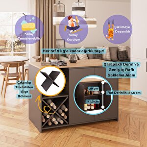 Vino G5122 3adet Sepet Tabure Mutfak Ada Sepet Antrasit Şaraplık Oturmalı Depolamalı Çok Amaçlı Masa