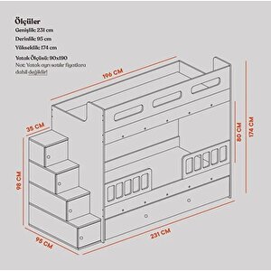 Buket Tamamı Mdf Çelik Destekli Yavrulu Ranza Cb M1- Kurulum Dahil