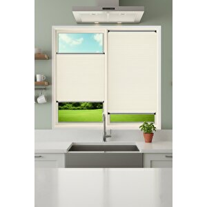 Kancalı Sistem Krem Plise Perde - Montaj Gerektirmeyen Cam Balkon Ve Pvc Pencere Perdesi 40x150 cm