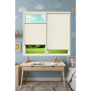 Kancalı Sistem Krem Plise Perde - Montaj Gerektirmeyen Cam Balkon Ve Pvc Pencere Perdesi