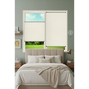 Kancalı Sistem Krem Plise Perde - Montaj Gerektirmeyen Cam Balkon Ve Pvc Pencere Perdesi