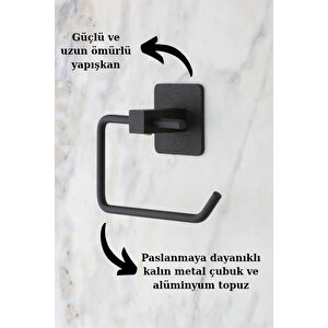 Kare Yapışkanlı Siyah Açık Tuvalet Kağıtlığı Wc Kağıtlık Tutucu