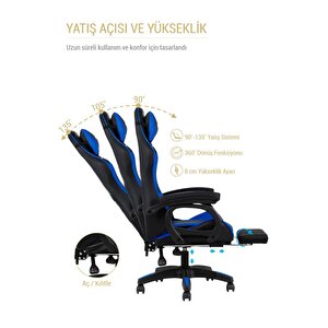 Fashcolle Dynamic Blue Masajlı Oyuncu Koltuğu