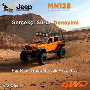 Mn Model Mn128 1/12 Jeep Wrangler Rubicon 4wd Rc Model Crawler Offroad Truck Uzaktan Kumandalı Araba Rtr Turuncu+dahili Işık Seti