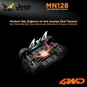 Mn Model Mn128 1/12 Jeep Wrangler Rubicon 4wd Rc Model Crawler Offroad Truck Uzaktan Kumandalı Araba Rtr Turuncu+dahili Işık Seti