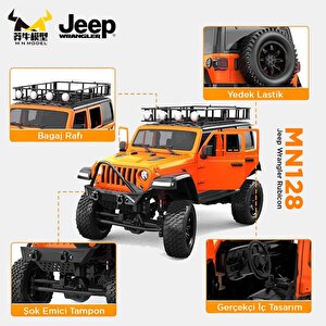 Mn Model Mn128 1/12 Jeep Wrangler Rubicon 4wd Rc Model Crawler Offroad Truck Uzaktan Kumandalı Araba Rtr Turuncu+dahili Işık Seti