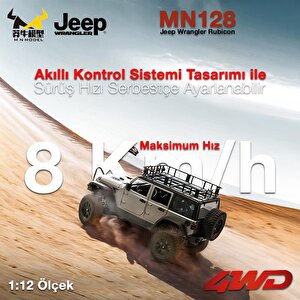 Mn Model Mn128 1/12 Jeep Wrangler Rubicon 4wd Rc Model Crawler Offroad Truck Uzaktan Kumandalı Araba Rtr Gümüş+dahili Işık Seti