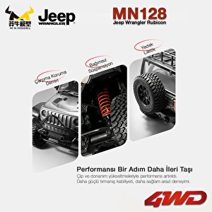 Mn Model Mn128 1/12 Jeep Wrangler Rubicon 4wd Rc Model Crawler Offroad Truck Uzaktan Kumandalı Araba Rtr Gümüş+dahili Işık Seti