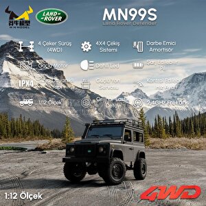 Mn Model Mn99s V2 1/12 Land Rover Defender 4wd Rc Model Crawler Offroad Uzaktan Kumandalı Araba Truck Rtr Lisanslı Gümüş+dahili Iş
