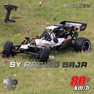 Sy Racing 1/5 Baja 5b 30.5cc Rtr Kurşunsuz Benzinli Uzaktan Kumandalı Rc Arazi Model Araba 80+kmh 75cm Uzunluk Offroad Beyaz-gri (