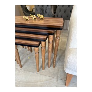 4lü Lüx Zigon Sehpa Ceviz Siyah