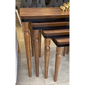 4lü Lüx Zigon Sehpa Ceviz Siyah