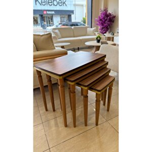 4lü Lüx Zigon Sehpa Ceviz Gold