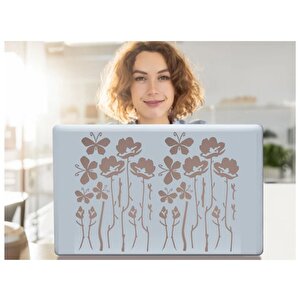İki Adet Defter Sticker,laptop Sticker Gri Çiçekli  Pvc 48x33x0,5cm