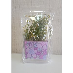 İki Adet Vazo Dahil,vazoda Çiçek,beyaz Yapay Çiçek,vazo Dekoratif Pembe Çiçekli  10x15x3cm