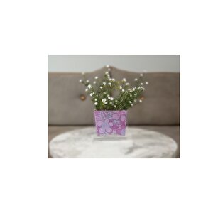 İki Adet Vazo Dahil,vazoda Çiçek,beyaz Yapay Çiçek,vazo Dekoratif Pembe Çiçekli  10x15x3cm