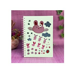 Defter Sticker,laptop Sticker Tavşan Desenli Pvc 70x50x0,5cm