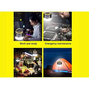 G-300w Kamp Lambası Solar Güneş Enerjili Ampül 26 Smd Led Şarjlı El Feneri Powerbank 5 Mod
