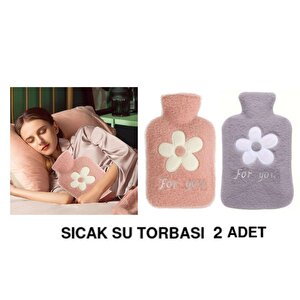 İkiadet Sıcak Su Torbası Peluş Papatya Desenli 21x13,5x2cm 500 Ml