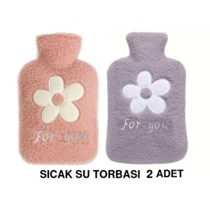 İkiadet Sıcak Su Torbası Peluş Papatya Desenli 21x13,5x2cm 500 Ml