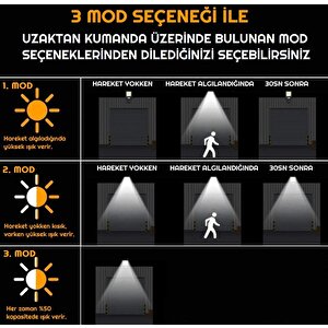 Hareket Sensörlü 120 Led Solar Bahçe Lambası 3 Modlu Dış Mekan Aydınlatma