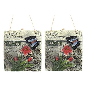 İki Adet Asılabilir Balkon Ve Bahçe Süsü Kelebek Desenli 14x13x3cm Duvar Süsü,taşı Balkon,bahçe Ve Oda Dekor  Hoşgeldiniz Tablo,tabela