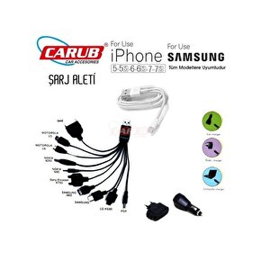 Araç Şarjı 12-220 İphone Ve Samsung Uyumlu Çoklu