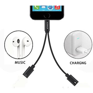 4313 Lightning Kulaklık Şarj Çoklayıcı Çevirici Dönüştürücü Adaptör (iphone 7 8 X 11 Plus) 10 Cm