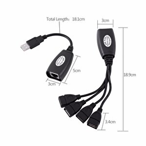4406 4 Port Cat Rj45 Usb Hub Ek Uzatma Extender (50 Metre)