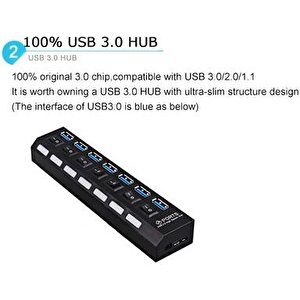 5258 7 Port Usb 3.0 2.0 Hub Anahtarlı Çoklayıcı Çoğaltıcı Switch