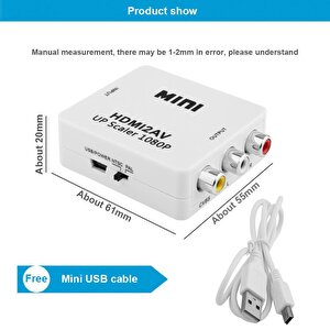 4552 Hdmi To Av Rca Tos Çevirici Dönüştürücü Adaptör