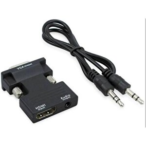 Ses Destekli Hdmi To Vga Monitör Çevirici Dönüştürücü Adaptör