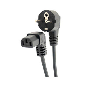 C13 Power Kablo - 90 Derece L Uç - Dik Açılı - Standart Power Kablosu - 1.8 Mt