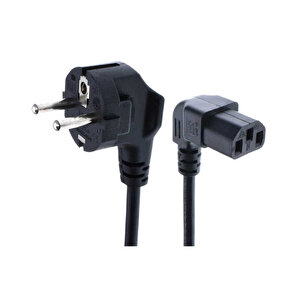 C13 Power Kablo - 90 Derece L Uç - Dik Açılı - Standart Power Kablosu - 1.8 Mt
