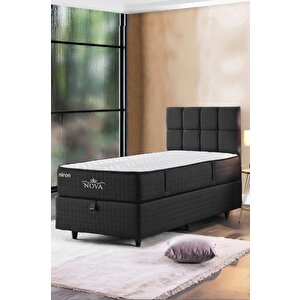 Nova Yatak 180x200 Çift Kişilik - 25 Cm Paket Yaylı Ortopedik, Orta Sert, Antrasit, Pamuklu Kumaş