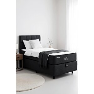 Nova Yatak 180x200 Çift Kişilik - 25 Cm Paket Yaylı Ortopedik, Orta Sert, Antrasit, Pamuklu Kumaş